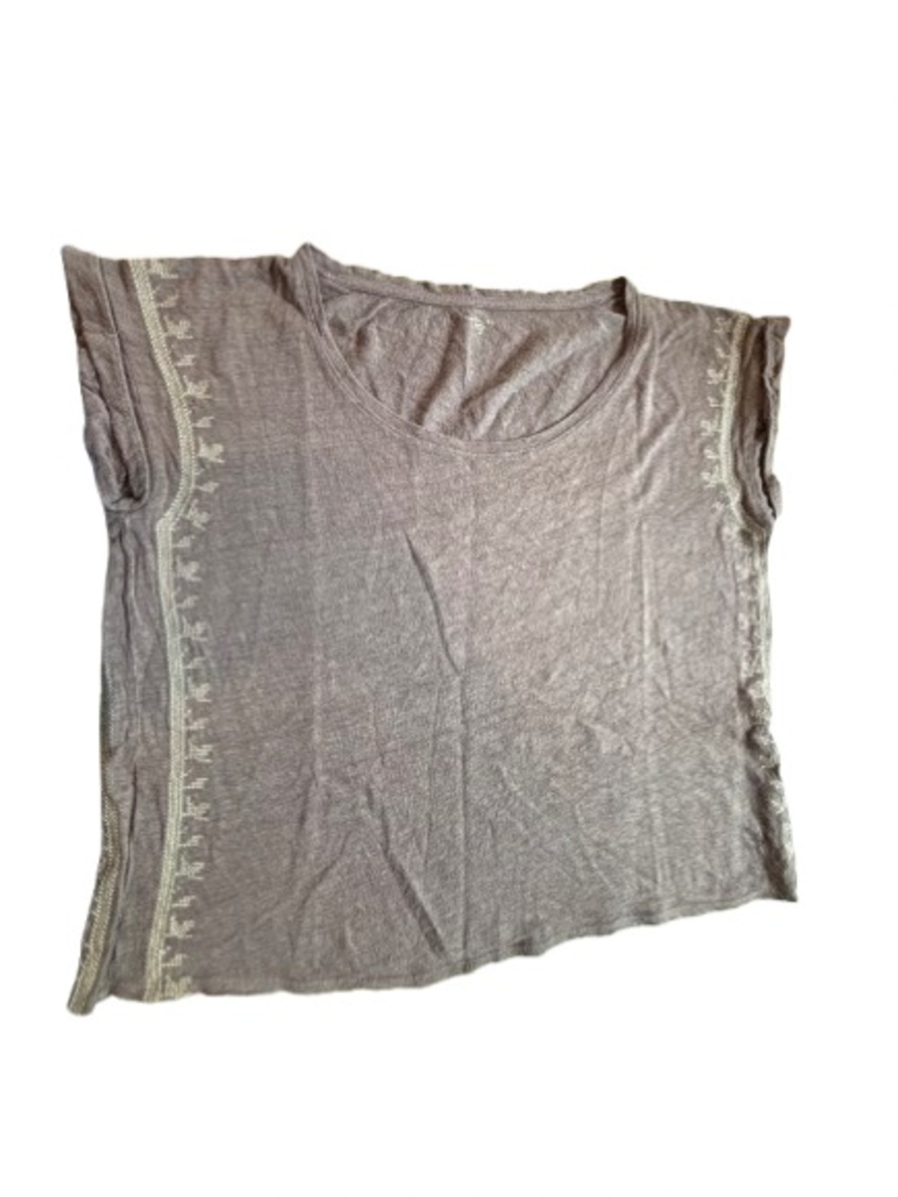 Women's Relaxed 100% Linen Garnet Hill Scoop Neck Top in Light Gray